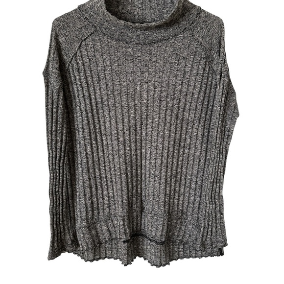 Free People Clarissa Mock Neck Ribbed Sweater Gray size Small - Picture 4 of 6